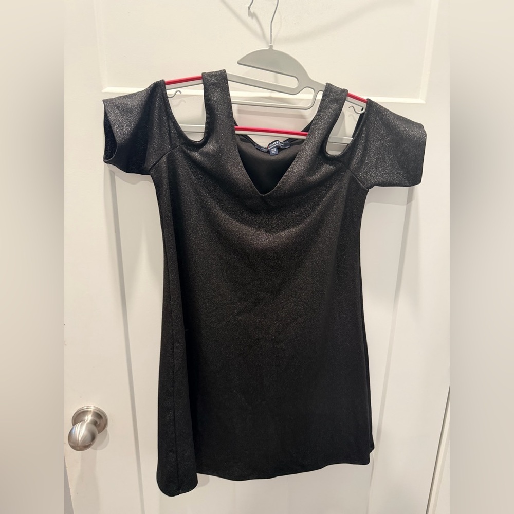 One Love Clothing Black Shimmer Cold Shoulder Dress XS
